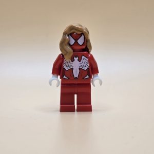 LEGO Spider-Girl SH0273 – Gebrauchte Marvel Minifigur in rotem Anzug mit Spinnensymbol. Ideal für Superhelden- & LEGO-Sammler.